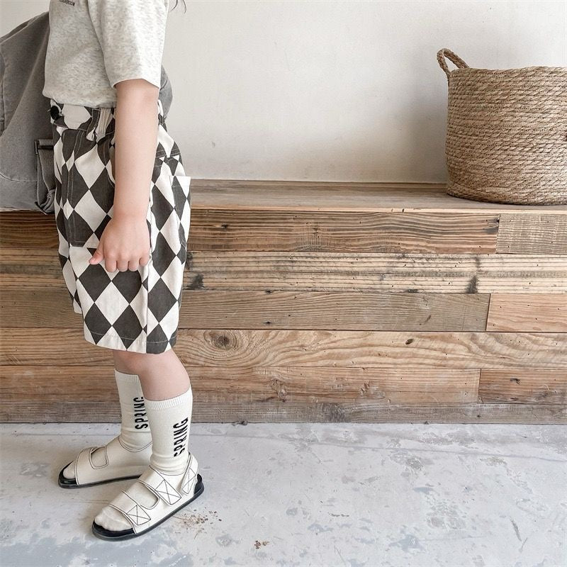 Nia Diamond Checkerboard Shorts (Black)